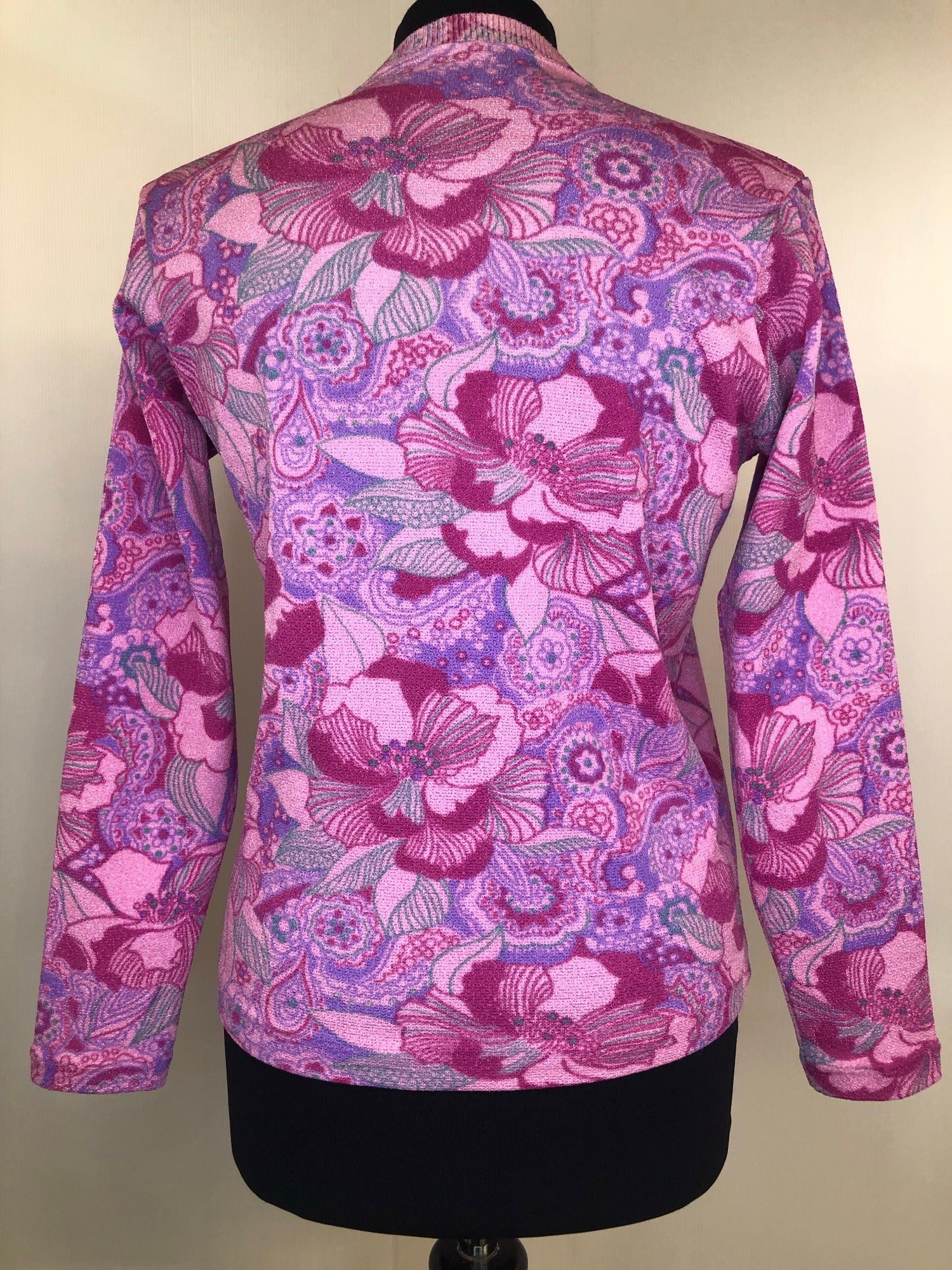 womens  vintage  Urban Village Vintage  top  shirt  shimmer  purple  psychdelic  psych  pink  MOD  hippie  floral print  60s  1960s  12