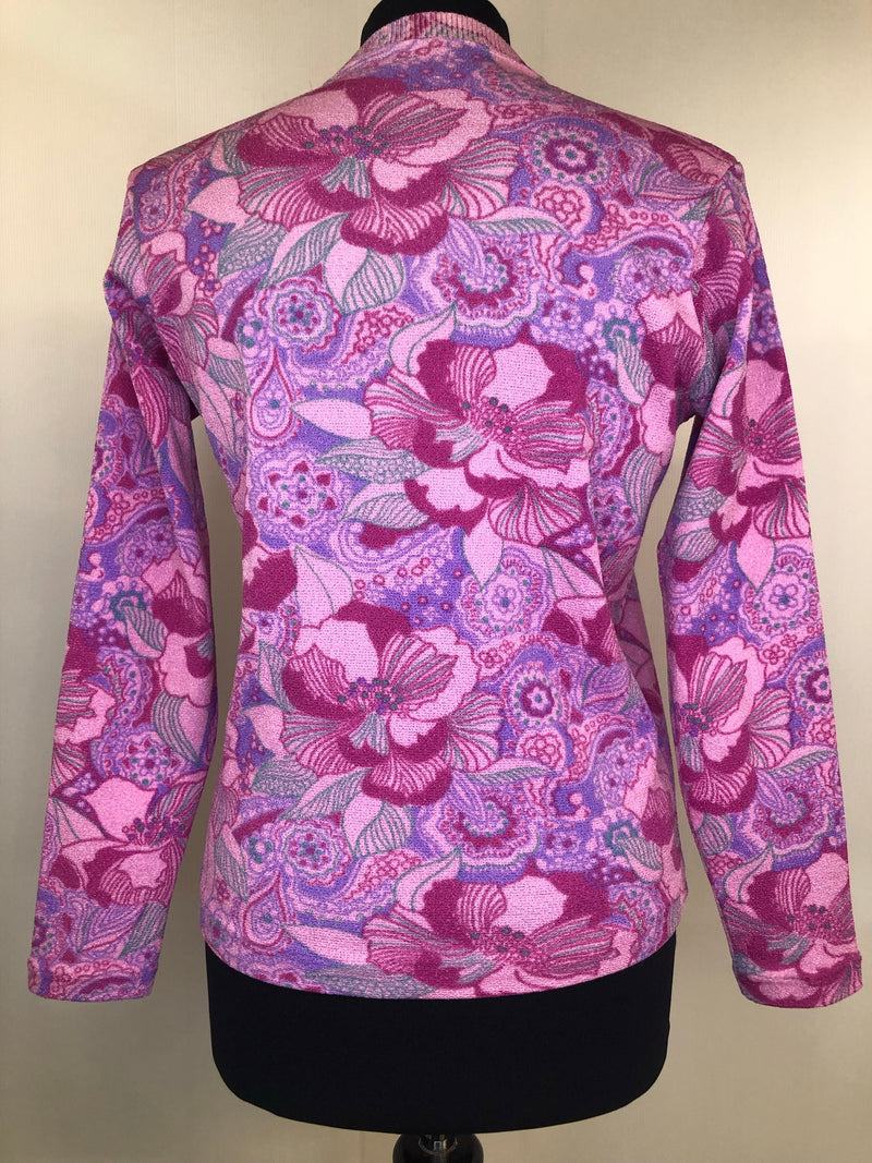 womens  vintage  Urban Village Vintage  top  shirt  shimmer  purple  psychdelic  psych  pink  MOD  hippie  floral print  60s  1960s  12
