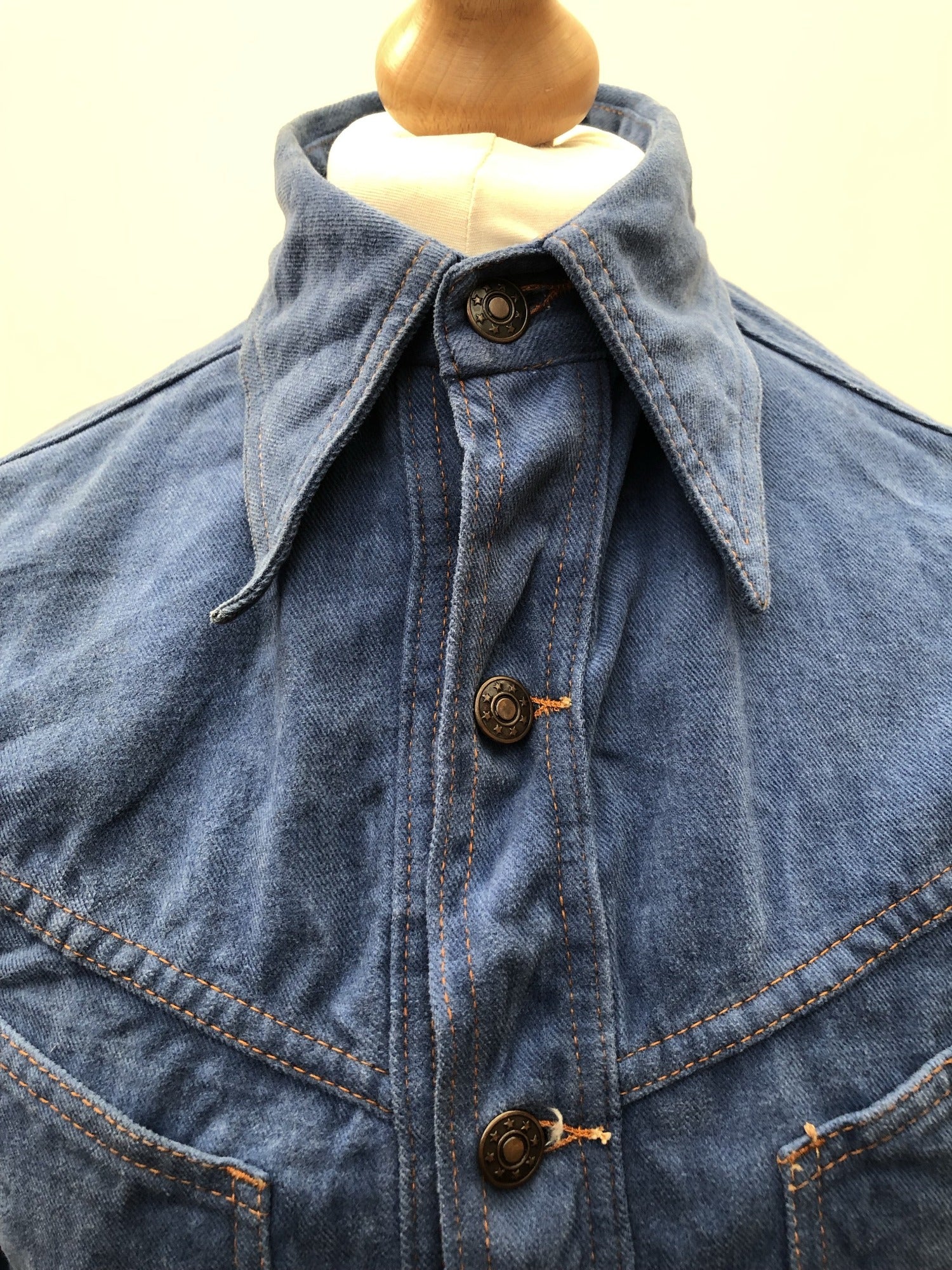western  vintage  Urban Village Vintage  urban village  shirt  S  press stud  mens  denim style  denim shirt  denim  button fastening