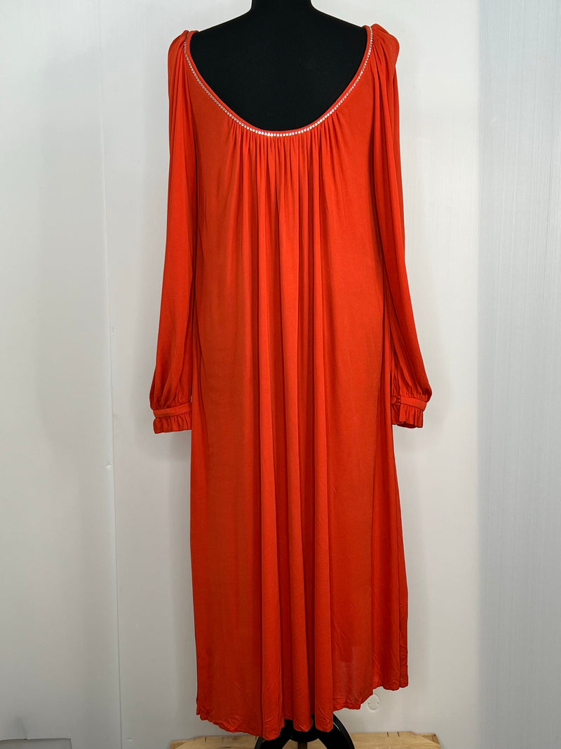 womens  vintage  Urban Village Vintage  scoop back  party season  party dress  party  orange  off shoulder  new year  midi dress  maxi dress  maxi  low back  long sleeved  jewelled  glamorous  glam  evening  dress  diamante detail  christmas  balloon sleeves  balloon sleeve  70s  1970s  10