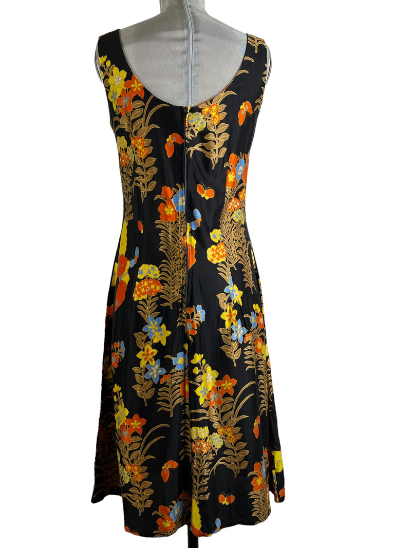 womens  vintage  Urban Village Vintage  urban village  summer dress  summer  sleeveless  multi  modette  mod dress  MOD  Miss Jeannie  floral print  fitted  dress  60s  1960s  12