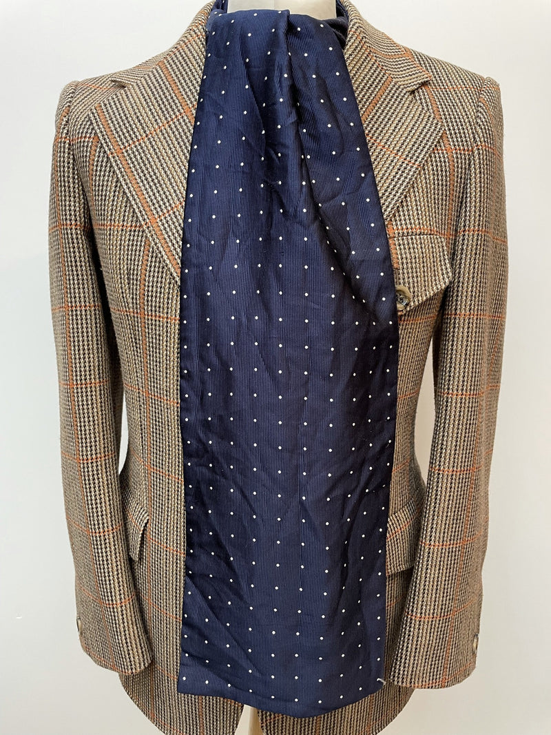 vintage  Urban Village Vintage  urban village  silk  scarf  Navy  MOD  mens  fringed  fringe  Cotton  check  60s  1960s