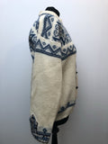 womens  vintage  Urban Village Vintage  patterned  pattern  long sleeve  knitwear  knitted  knit  fairisle  cream  cardigan  blue  70s  1970s  16  14-16  14