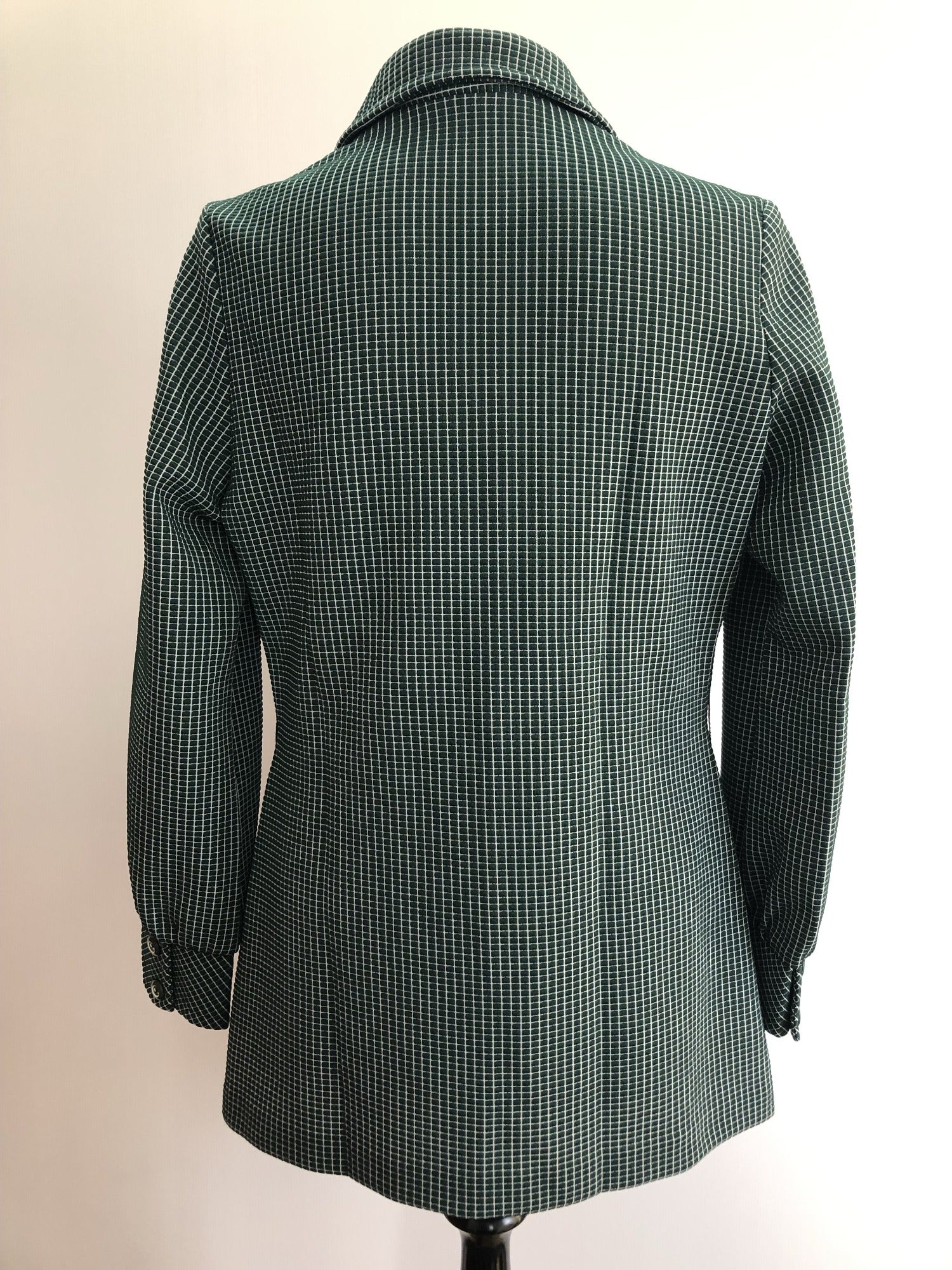 womens  vintage  Urban Village Vintage  top  square print  green  floral print  dagger collar  blouse  balloon sleeve  autumnal  autumn  70s  1970s  12