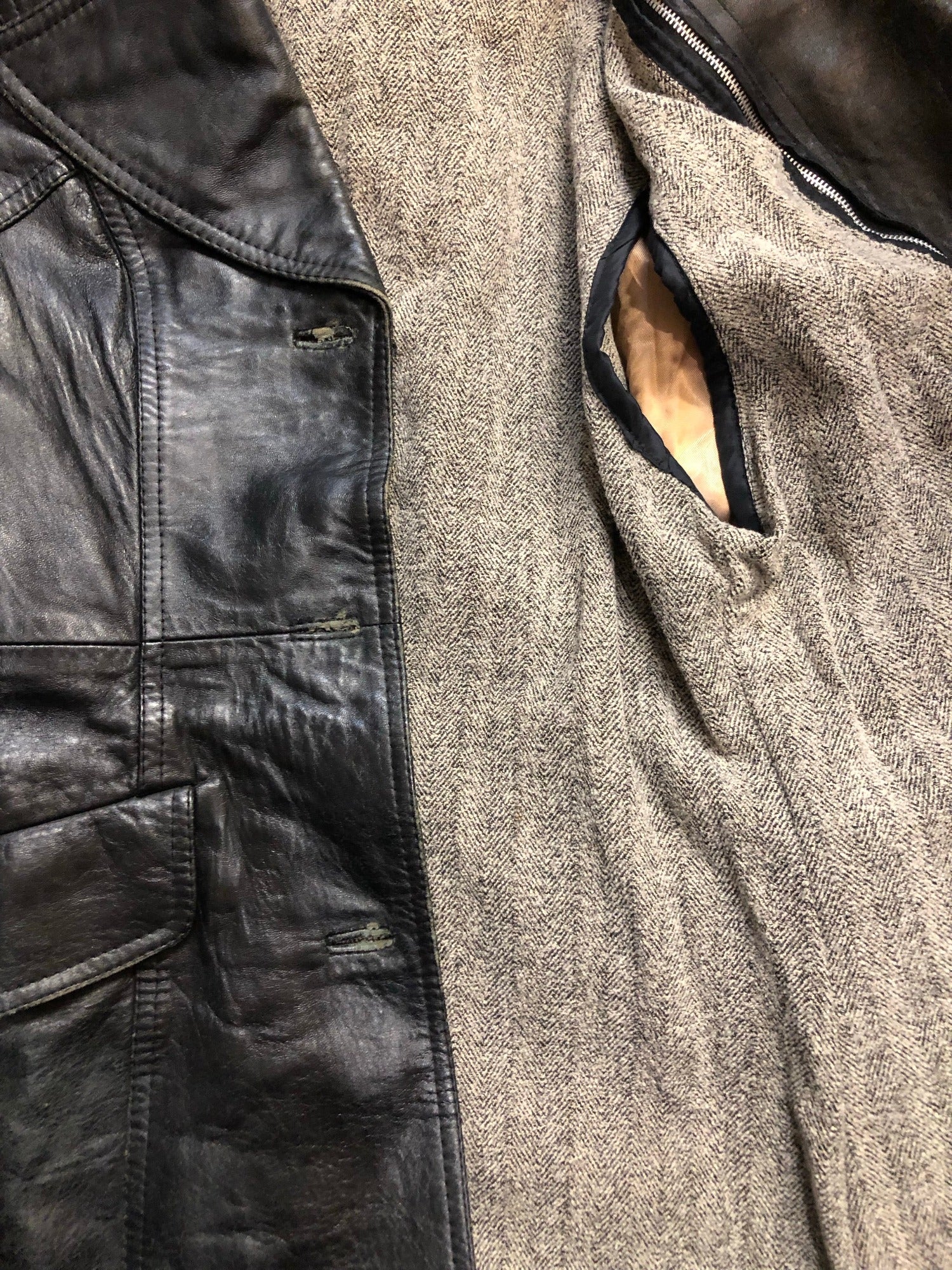 womens jacket  womens coat  womens  waist belt  vintage  Urban Village Vintage  urban village  single button  pockets  Leather Jacket  Leather  Jacket  button  black  Belted waist  belted jacket  belt  70s  70  1970s