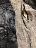 womens jacket  womens coat  womens  waist belt  vintage  Urban Village Vintage  urban village  single button  pockets  Leather Jacket  Leather  Jacket  button  black  Belted waist  belted jacket  belt  70s  70  1970s