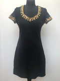 Tinero Embellished Fitted Wool Knee Length Evening Dress - Size 8-10
