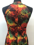 womens  vintage  Urban Village Vintage  urban village  summer dress  summer  patterned  multi  maxi dress  long dress  high neck  green  floral  dress  8  70s  70  1970s