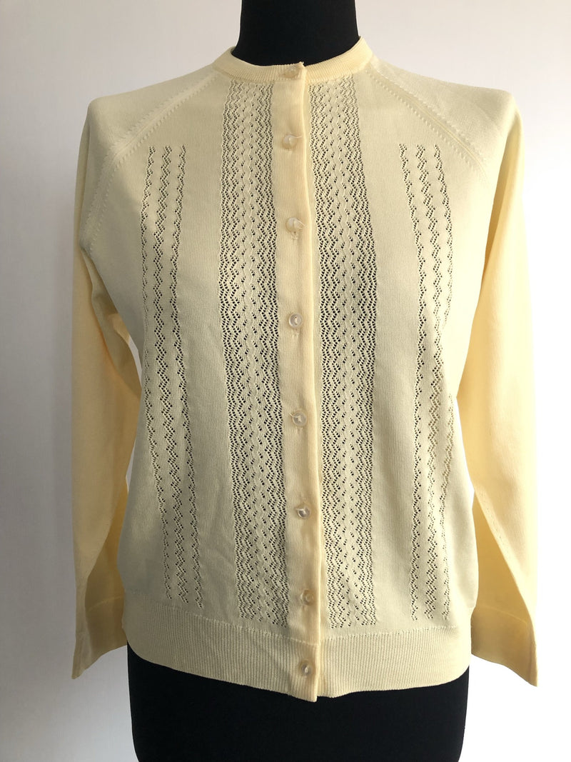 Yellow  womens  vintage  Urban Village Vintage  St Michael  MOD  Lightweight Knit  light knit  knitwear  knitted  knit  cropped  cardigan  60s  1960s