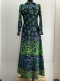 womens  vintage  retro  purple  psychedelic  psych  maxi dress  maxi  long sleeve  hippy  hippie  green  festival  dress  70s  1970s  12  Online store