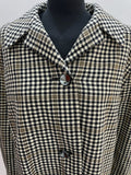 womens  vintage  Urban Village Vintage  urban village  square pattern  pockets  pocket  patterned  pattern  MOD  large check  front pockets  Cotton  collared  collar  checkered  checked  check pattern  check  cape jacket  Cape Coat  cape  button up  button front  button  brown  60s  1960s  14/16  14
