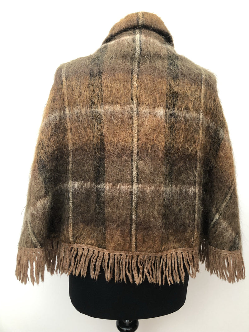 Welsh Wool Shop  vintage  Urban Village Vintage  tassle  tartan  poncho  fringed  fringe  check  cape  brown  Anna Davies  60s  1960s  10