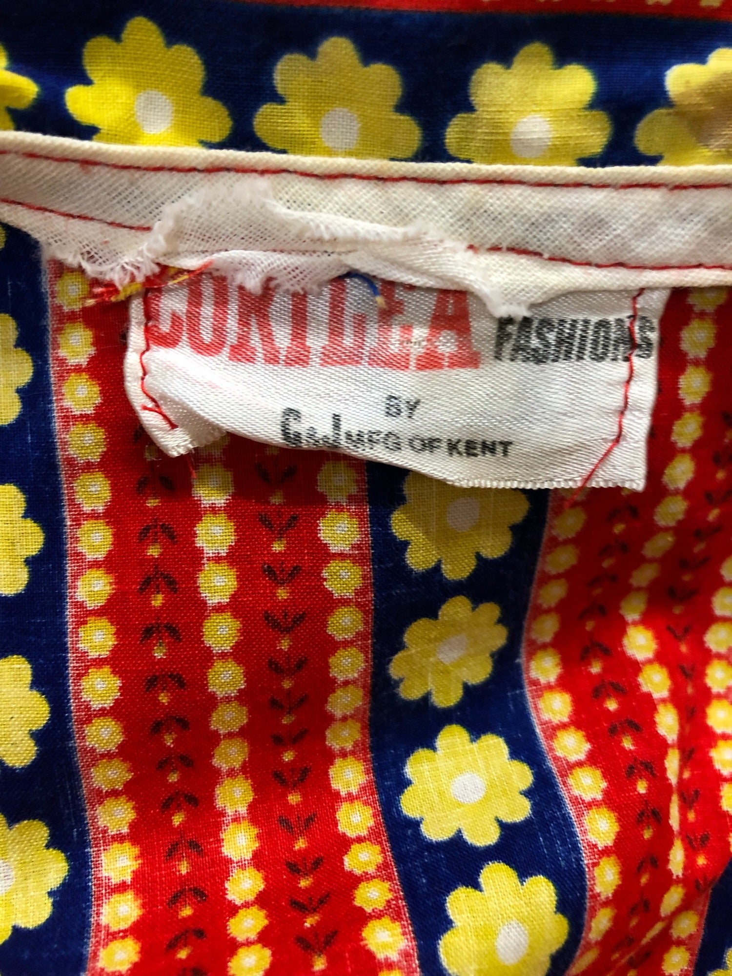 womens  vintage  Urban Village Vintage  summer dress  stripes  sleeveless  red  print dress  print  multi  floral print  floral  dress  dagger collar  Corilea Fashions  balloon sleeve  70s  1970s  12