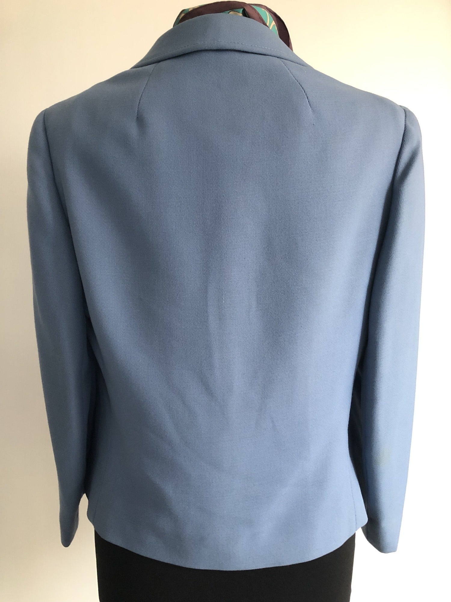 womens jacket  womens  vintage  Urban Village Vintage  urban village  polyester  MOD  Light Blue  Harella  decorative pockets  crop jacket  button up  button front  button fastening  blue  blazer jacket  Blazer  60s  60  1960s  1960  14