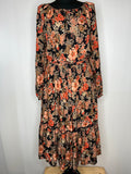 Vintage 1970s Balloon Sleeve Floral Print Boho Maxi Dress by C&A - Size UK 12