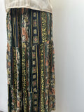 womens  vintage  Urban Village Vintage  urban village  summer dress  summer  skirt  shoulder straps  retro  One Size  maxi skirt  full skirt  free size  floral print  floral  elasticated  cheese cloth  brown  70s  1970s  10