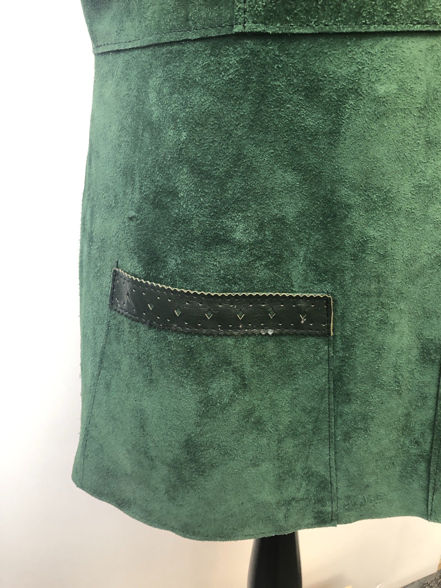 womens jacket  womens coat  womens  waistcoat  vintage  vest  Urban Village Vintage  summer  Suede Jacket  Suede  leather trim  Jacket  green  button fastening  70  1970s  16