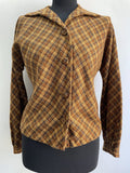 womens  vintage  Urban Village Vintage  urban village  long sleeve  lightweight jacket  lightweight  cropped  crop jacket  collared  collar  checkered  checked  check jacket  check  cardigan  brown  big collar  50s style  50s  50  1950s  14