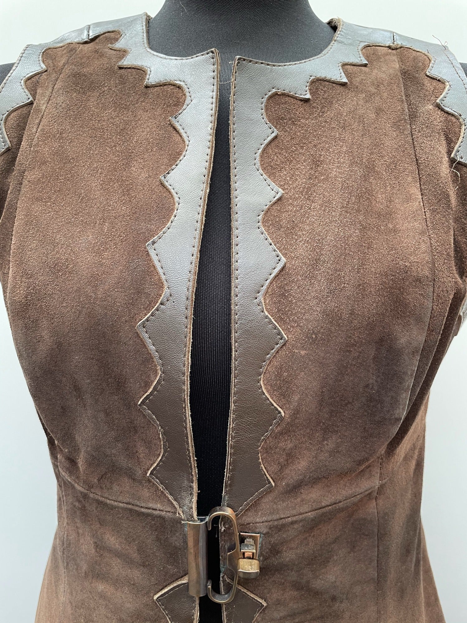 womens  waistcoat  vintage  Urban Village Vintage  urban village  Suede Jacket  Suede  sleevless  sleeveless  retro  red  medieval  Leather  Jacket  dark brown  buckles  brown leather  brown  70s  70  60s  1970s  1960s  10