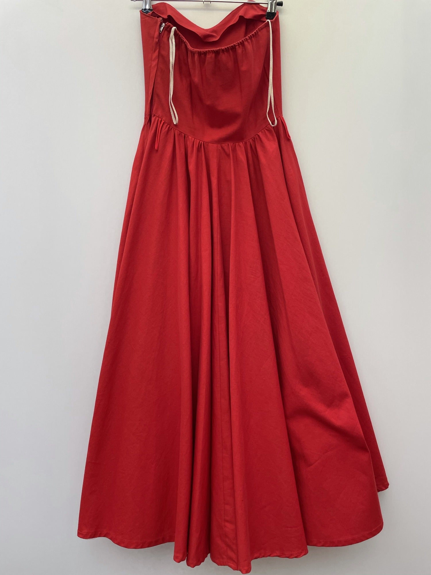 womens  vintage  Urban Village Vintage  urban village  summer dress  summer  straps  retro  Red  full lenth  full length  full circle  evening dress  elasticated  dress  Cotton  chelsea girl  70s  70  4/6  4  1970s