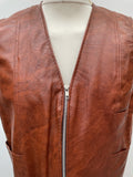 zip front  zip  waistcoat  Vinyl PVC  vintage  Urban Village Vintage  urban village  stitch detailing  stitch detail  sleevless  Sherpa  retro  PVC  polyester  pockets  mens  M  lined  light brown  Leather Jacket  Leather  Jacket  fully lined  fleece lined  Faux Leather  brown  70s  1970s