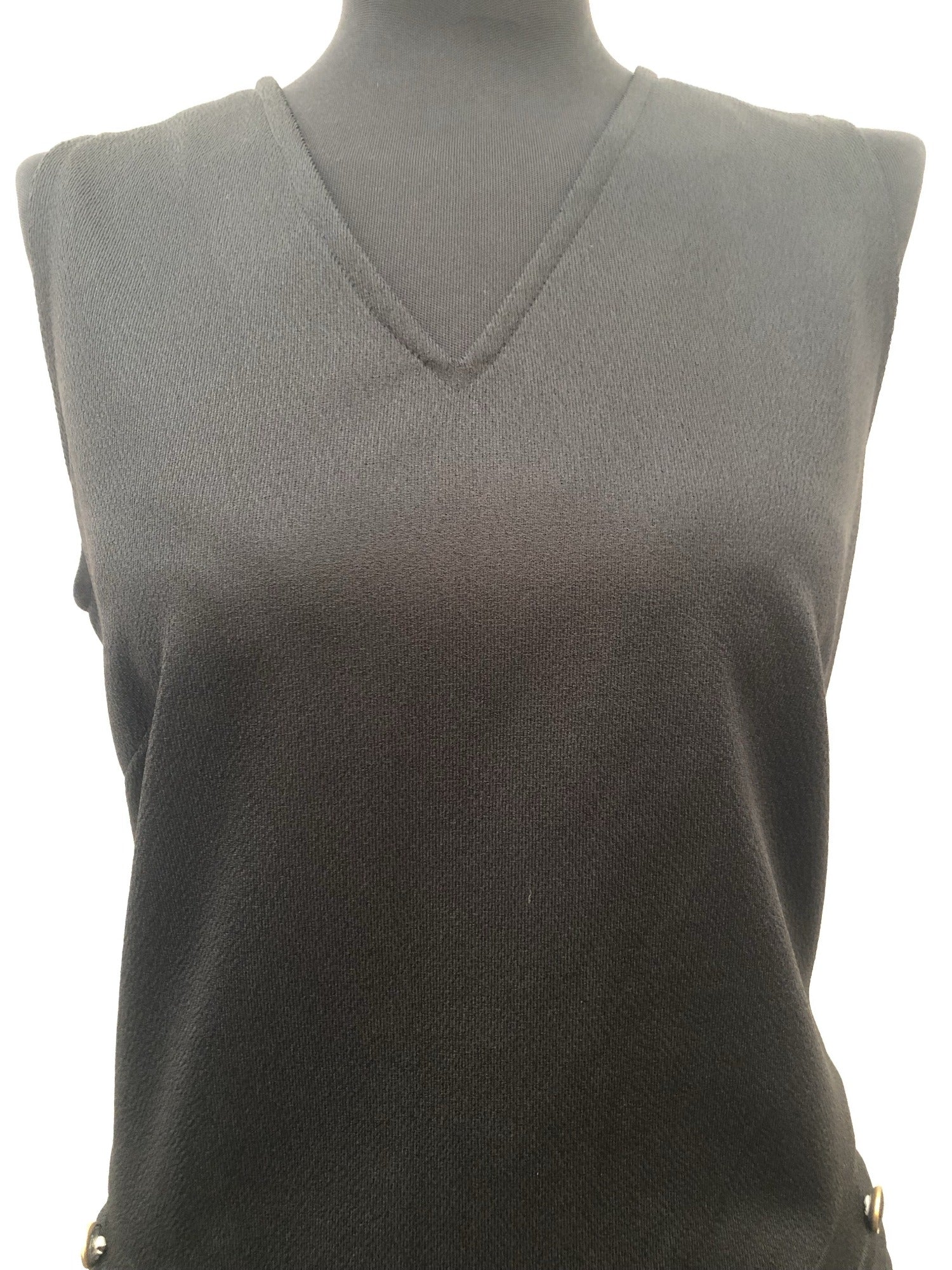 womens  vintage  v neck  Urban Village Vintage  urban village  slip on  pocket detail  mini dress  dress  black  8  70s  1970s