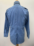 vintage  Urban Village Vintage  urban village  safari style  Safari jacket  safari  pockets  mens  M  long sleeve  Light Blue  Jacket  isetan  front pockets  denim style  denim  dagger collar  collared  chest pockets  button front  button fastening  button  blue  big collar  70s  1970s