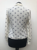 womens  vintage  Urban Village Vintage  urban village  Shirt  printed  print  polka dot  Nylon  long sleeves  long sleeve  lace trim  collar  brown  blue  blouse  70s  70  1970s  12