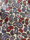 1970s Paisley Print Blue, Red and White Cotton Blouse by Jaeger - Size UK 10