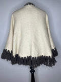 wool  vintage  Urban Village Vintage  tassle  poncho  navajo  medium  m  icelandic  fringed  fringe  cream  capelet  cape  brown  boho  70s  1970s