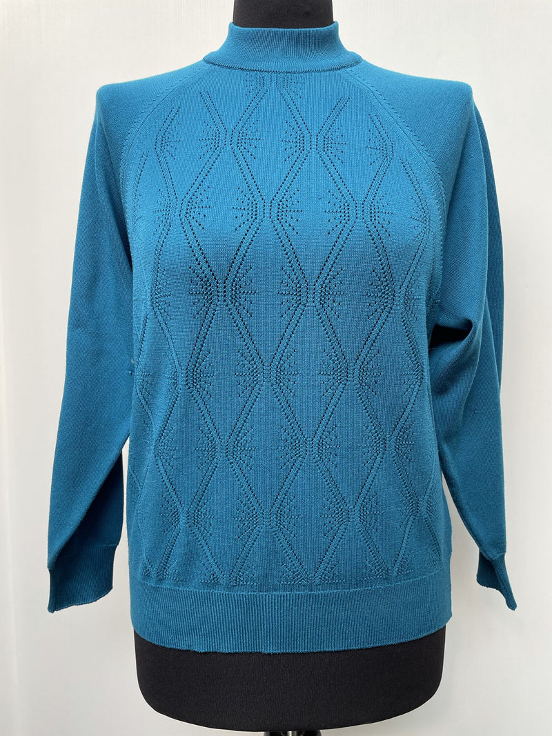 womens  vintage  Urban Village Vintage  urban village  Turquoise  patterned  pattern  MOD  long sleeve  knitwear  knitted  knit  high neck  Berketex  60s  1960s  12