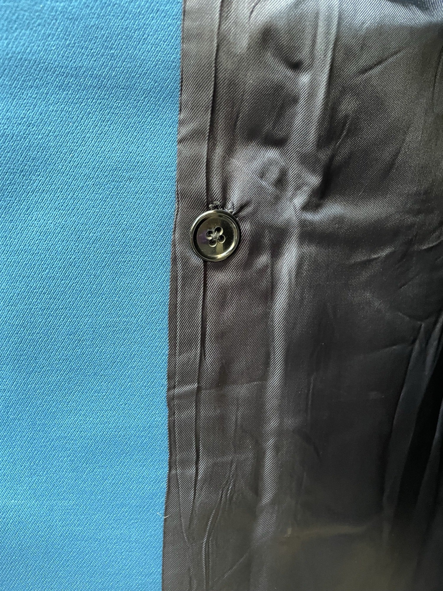 womens  vintage  Urban Village Vintage  urban village  pockets  Pindi Sports  NOS  MOD  made in england  long sleeve  Jacket  double breasted coat  double breasted  deadstock  collar  coat  button down  button  blue  big collar  60s  1960s  10