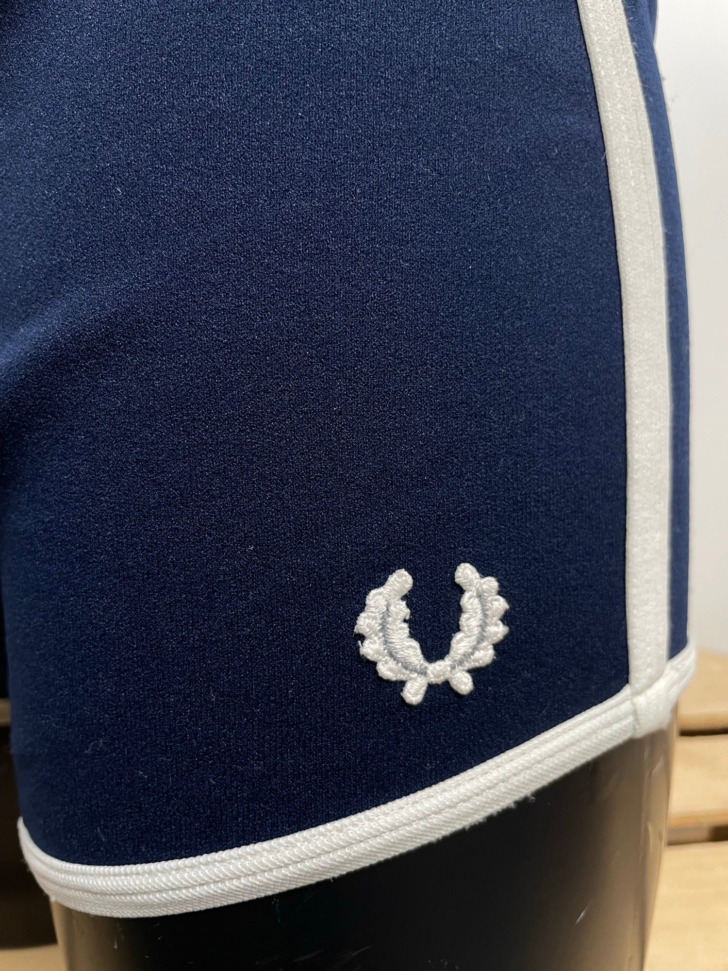 vintage  Urban Village Vintage  Swimwear  swimsuit  swimming briefs  swimming  swim shorts  swim short  swim  sportswear  sports  shorts  retro  mod  mens  laurel wreath  large  L  fred perry  fred  budgie smugglers  briefs  blue  beach  bathing shorts  60s  1960s