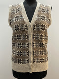 Womens 1970s Snowflake Button Down Vest Tank Top - Size UK 12