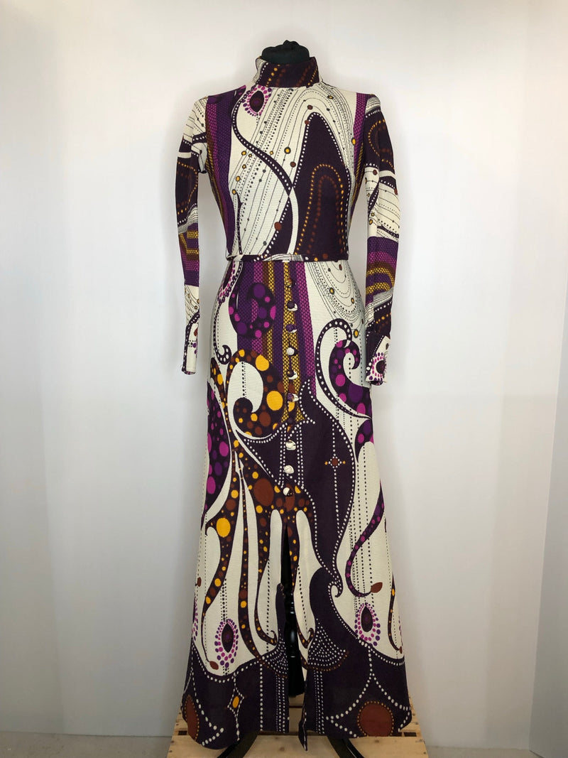 womens  wide sleeve  vintage  Urban Village Vintage  urban village  summer dress  summer  print design  maxi dress  long dress  high neck  dress  70s  70  1970s  10