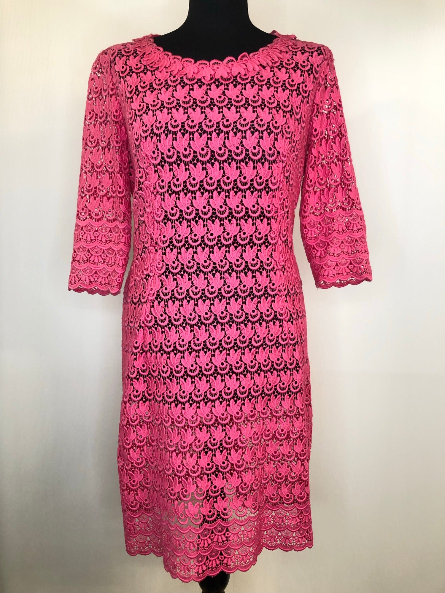 womens top  womens  waist belt  vintage  short sleeve  scallop edge  retro  pink  MOD  midi dress  lace  high neck  evening dress  dress  decorative buttons  back zip  60s  1960s  14