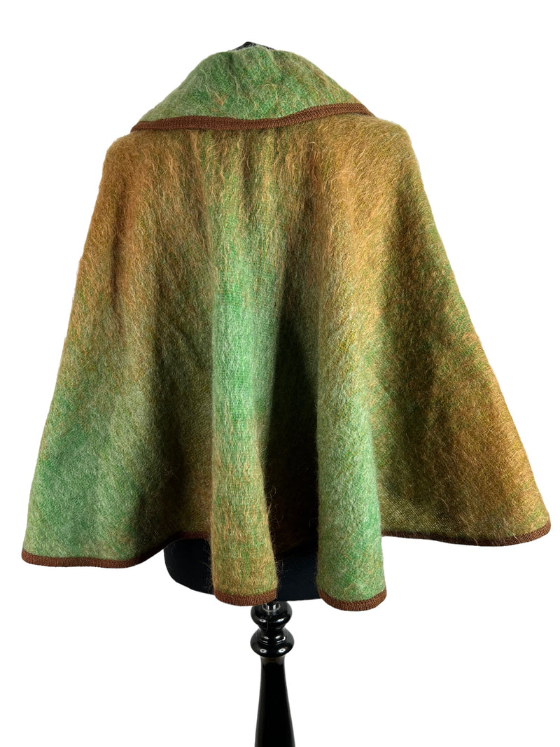 zero waste  vintage  Urban Village Vintage  UK  thrifted  thrift  sustainable  style  store  slow fashion  shoulder cape  short length  short  shop  second hand  save the planet  S  Rounded collar  reuse  recycled  recycle  recycable  preloved  poncho  online  mohair  ladies  Green  fringed  Fraser Cameron  fashion  ethical  Eco friendly  Eco  concious fashion  clothing  clothes  check  cape  button  brown trims  Birmingham  60s  1960s