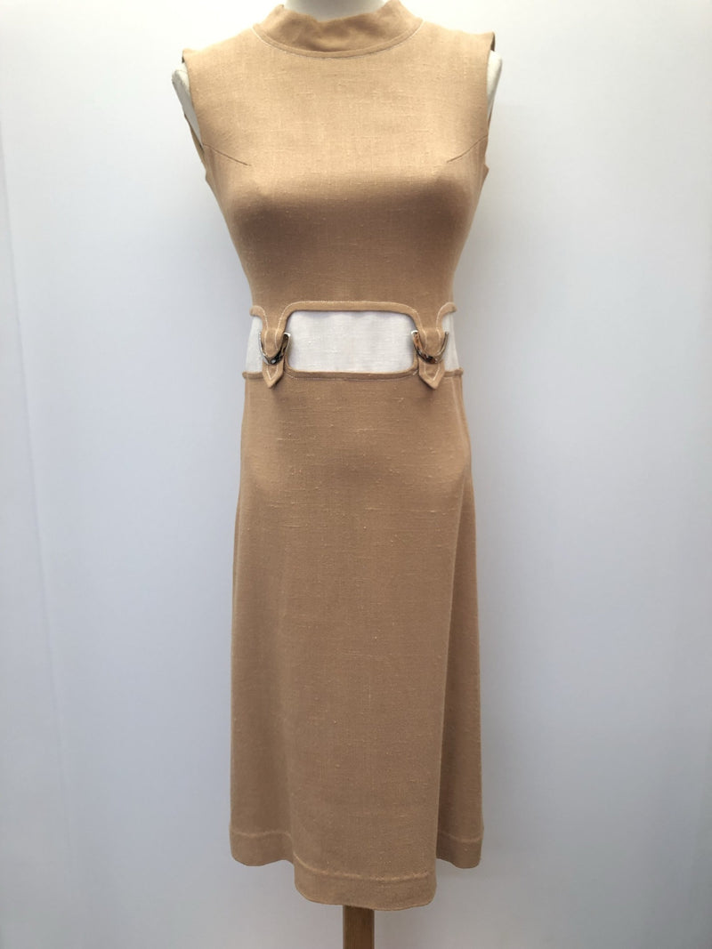 zip  womens  vintage  Urban Village Vintage  urban village  lined  dress  buckle detail  brown  Berketex  back zip  8  60s  1960s