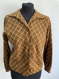 womens  vintage  Urban Village Vintage  urban village  long sleeve  lightweight jacket  lightweight  cropped  crop jacket  collared  collar  checkered  checked  check jacket  check  cardigan  brown  big collar  50s style  50s  50  1950s  14