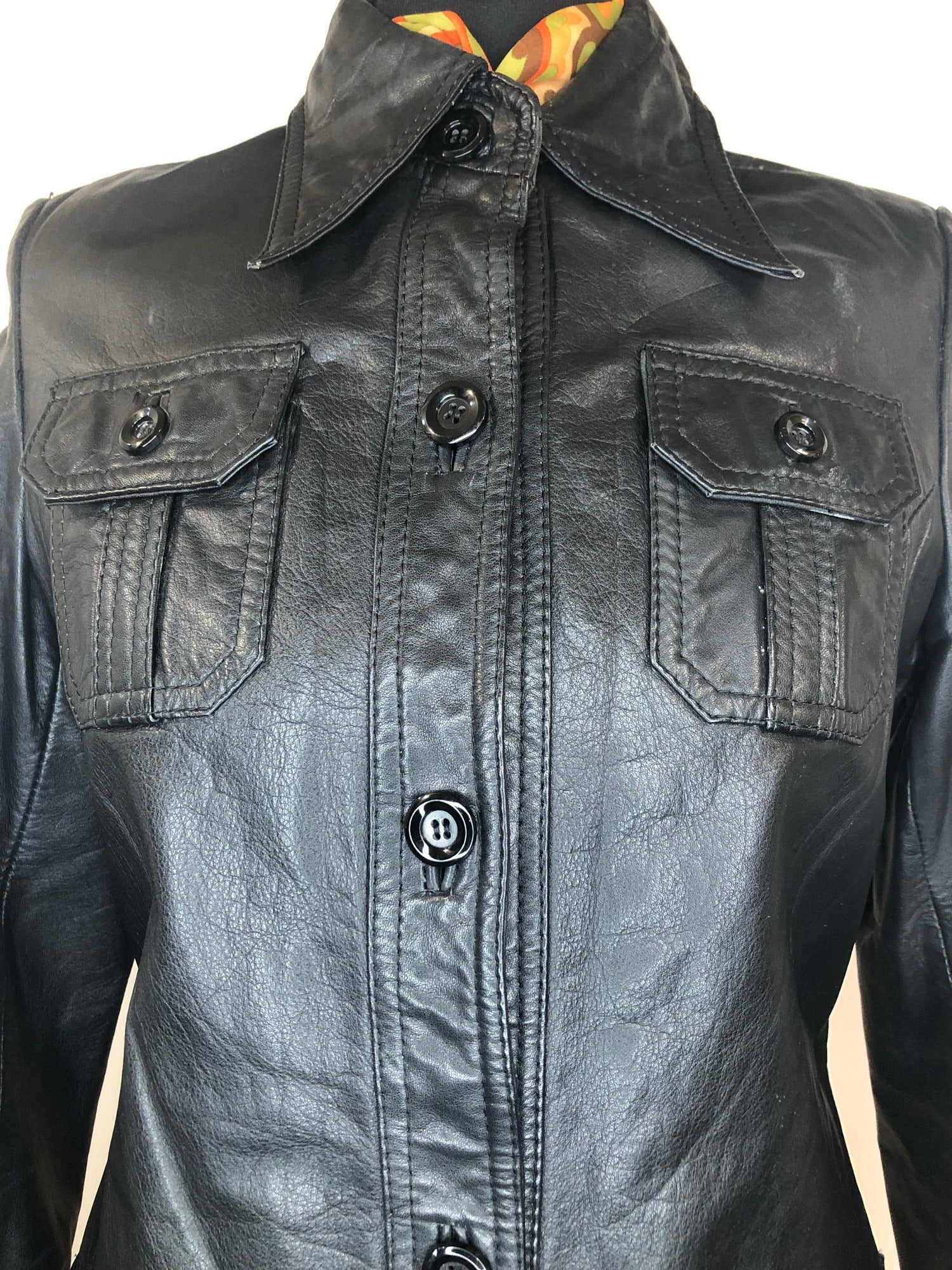 womens jacket  womens coat  womens  waist belt  vintage  Urban Village Vintage  urban village  soft leather  safari style  Safari jacket  safari  retro  pockets  Leather Jacket  Leather Coat  Leather  Jacket  fitted  dagger collar  coat  button down  button  brown leather  black  big collar  70s  70  1970s  10