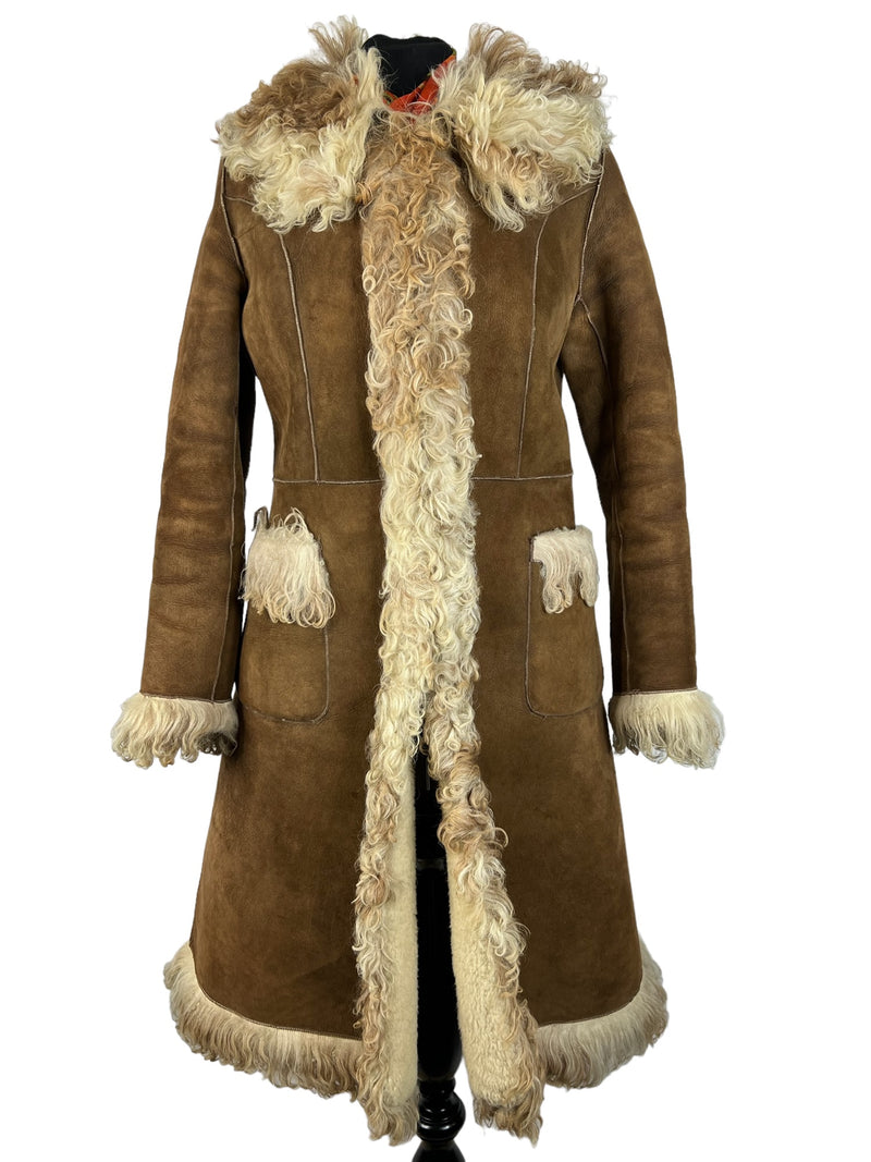 UK  style  fashion  ladies  clothing  clothes  womens coat  womens  vintage  Urban Village Vintage  suede coat  Suede and Leathercraft  sheepskin lining  Sheepskin  Rare  long length coat  long length  Jacket  coat  brown  afghan  70s  70  1970s  8
