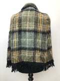 vintage  Urban Village Vintage  tassle  tartan  poncho  Green  fringed  fringe  check  cape  black  60s  1960s  10
