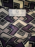 womens  Urban Village Vintage  top  T-Shirt  purple  print blouse  modette  MOD  Fred Perry  embroidered logo  diamond print  collared  collar  blouse  beige  12