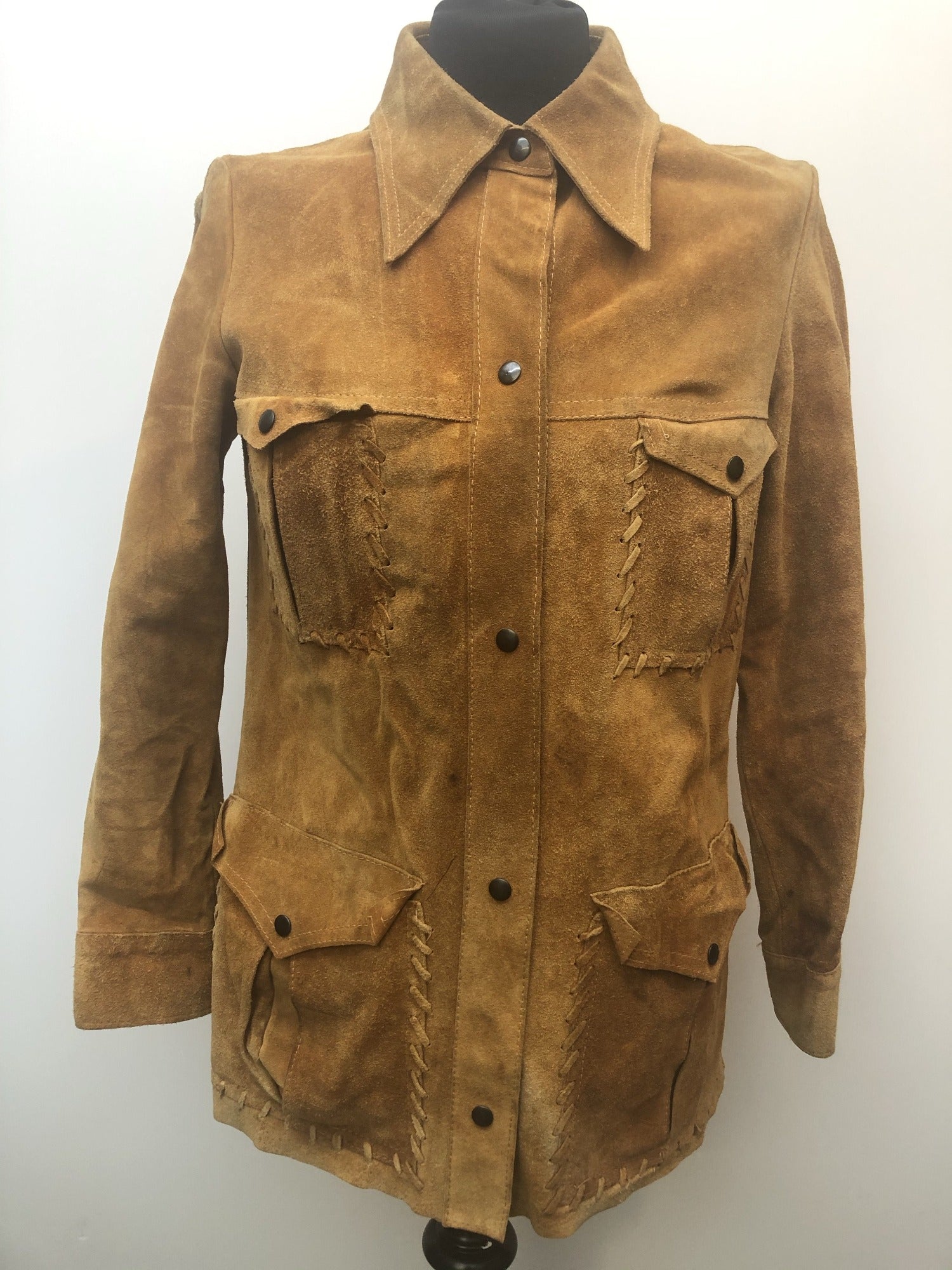 womens  western  vintage  Urban Village Vintage  Suede Jacket  Suede  shirt  Jacket  dagger collar  Cowboy Shirt  brown  70s  1970s  10