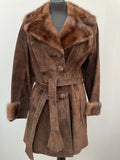 womens  vintage  Urban Village Vintage  Suede Jacket  suede fringing  Suede  retro  MOD  mink  lining  Jacket  fringed  fringe  brown  70s  70  60s  1970s  1960s  10
