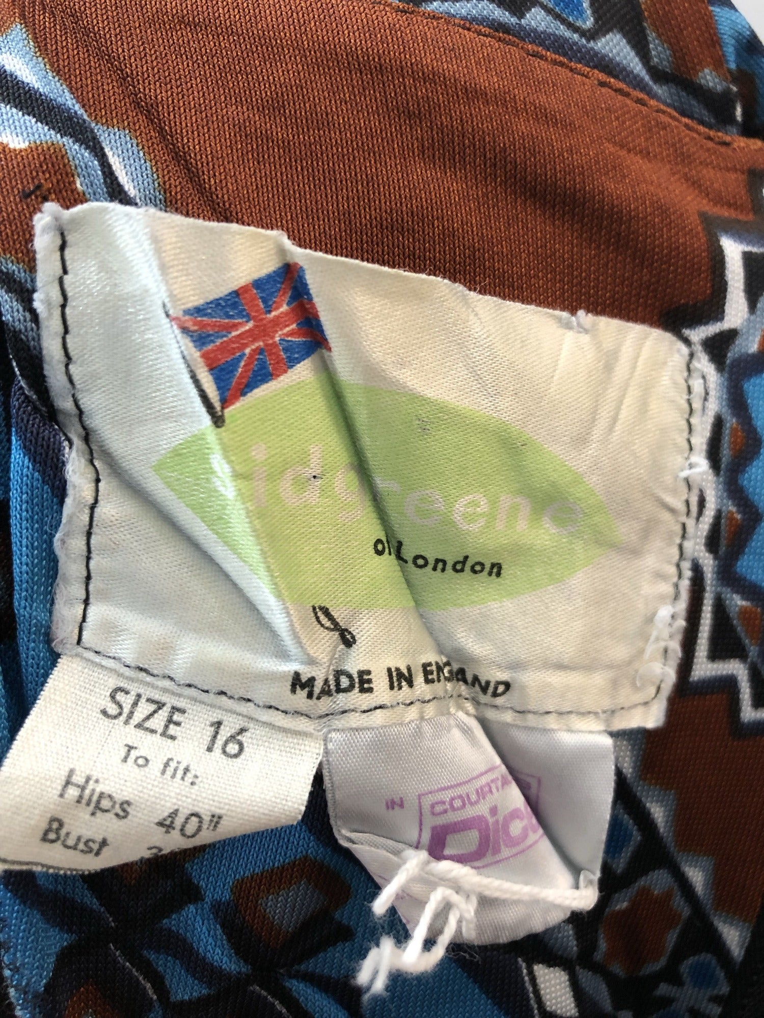 zip back  womens  vintage  Urban Village Vintage  summer dress  summer  Stripes  Sid Greene  short dress  multi  MOD  long sleeved  hippie  dress  brown  boho  blue  60s  1960s  10