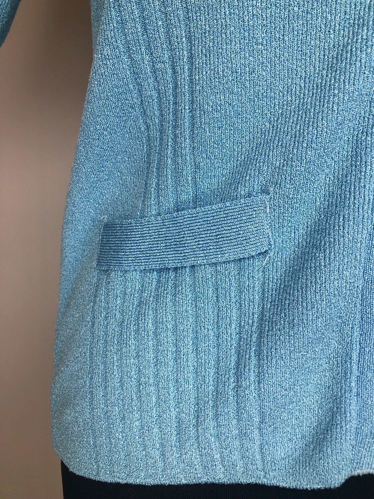 womens  vintage  Urban Village Vintage  sweater  St Michael  short sleeved  short sleeve  MOD  Lightweight Knit  light knit  knitwear  knitted  knit  cropped  cardigan  blue  60s  1960s  10