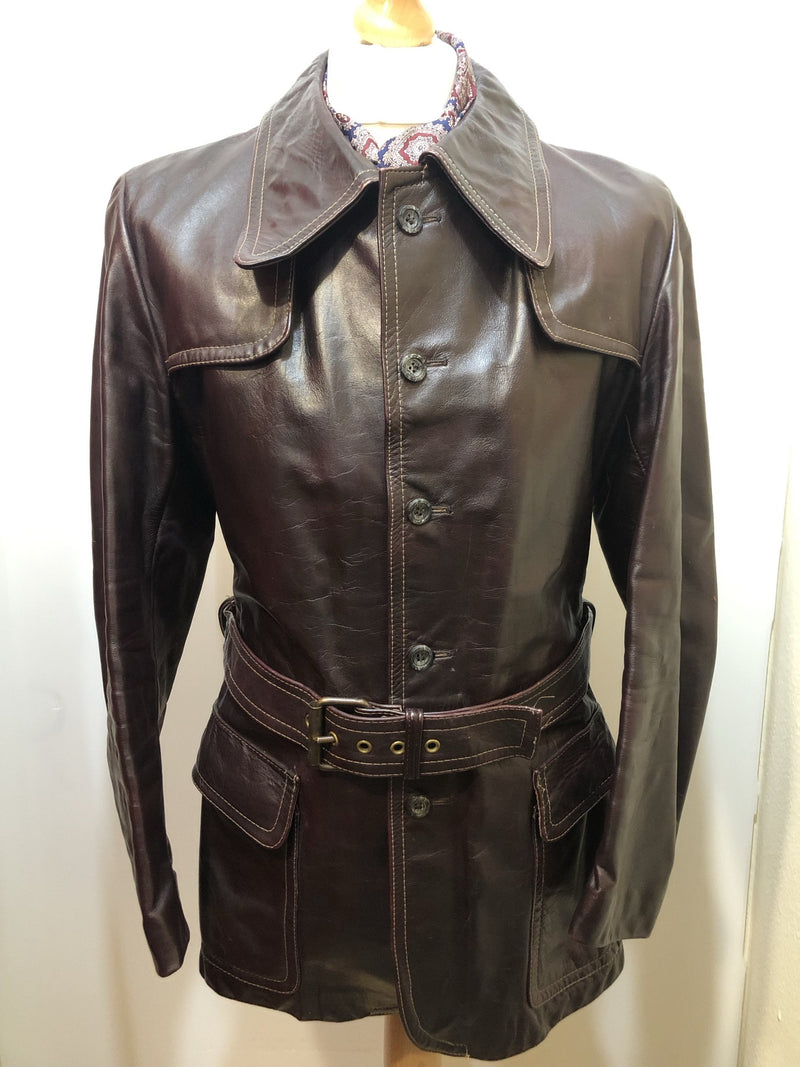 vintage  Urban Village Vintage  urban village  Rounded collar  pockets  M  long sleeve  Leather Jacket  Leather Coat  Leather  Jacket  collar  brown  autumnal  autumn  60s  60  1960s  1960