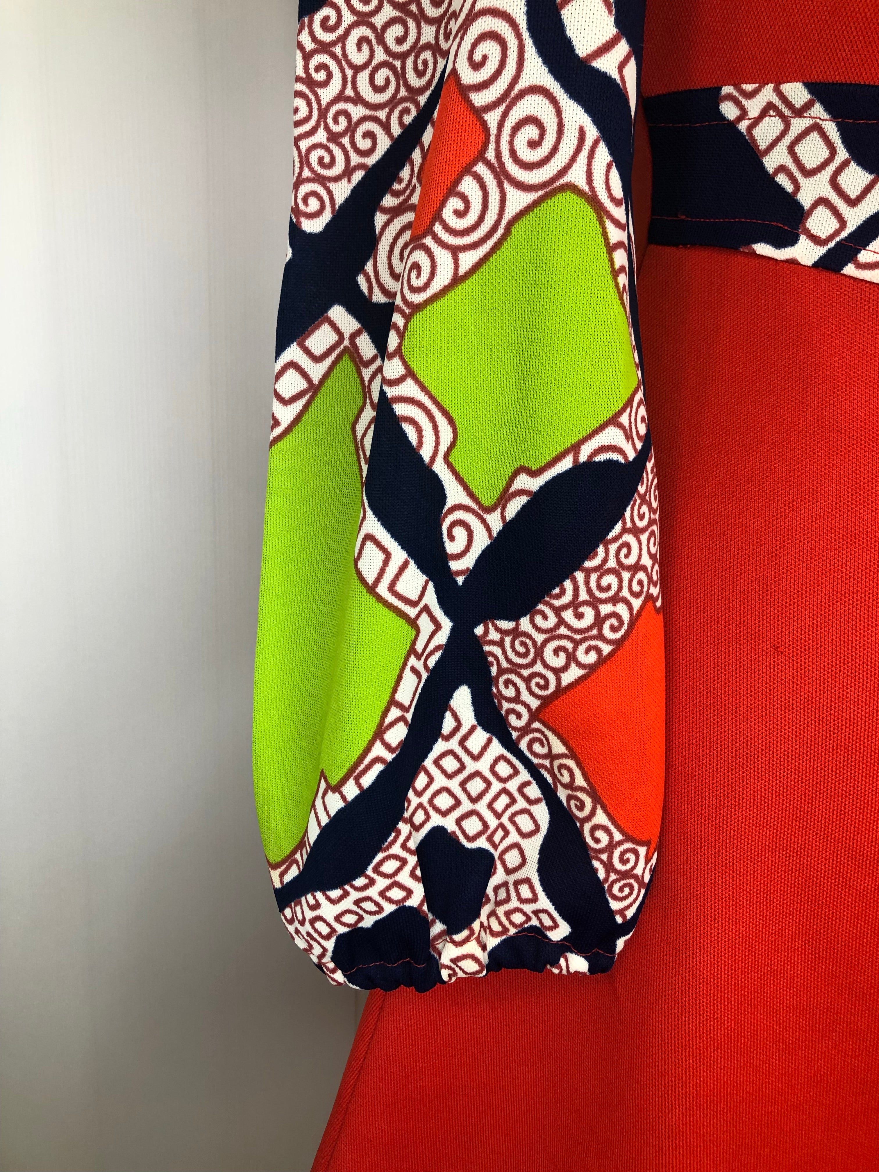 1960s Balloon Sleeve Mini Dress - Size UK 8