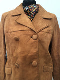 womens  vintage  Urban Village Vintage  urban village  Suede Jacket  Suede  pockets  long sleeve  Jacket  double breatsed  coat  brown  12